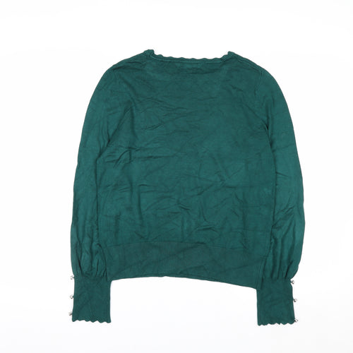 Lipsy Women’s Green Knit Crew Neck Pullover Jumper Size 12