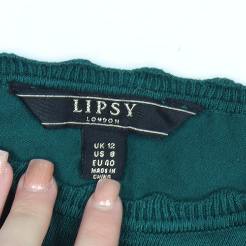 Lipsy Women’s Green Knit Crew Neck Pullover Jumper Size 12