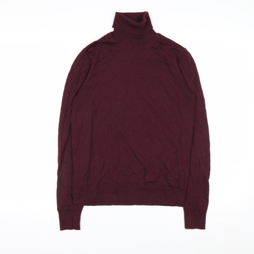 Marks and Spencer Womens Brown Merino Wool Roll Neck Jumper Size 10