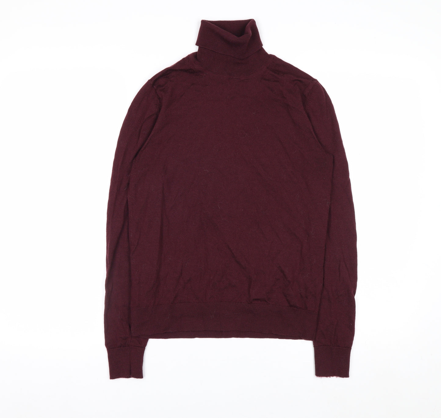 Marks and Spencer Womens Brown Merino Wool Roll Neck Jumper Size 10