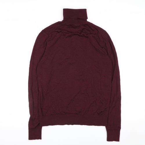 Marks and Spencer Womens Brown Merino Wool Roll Neck Jumper Size 10