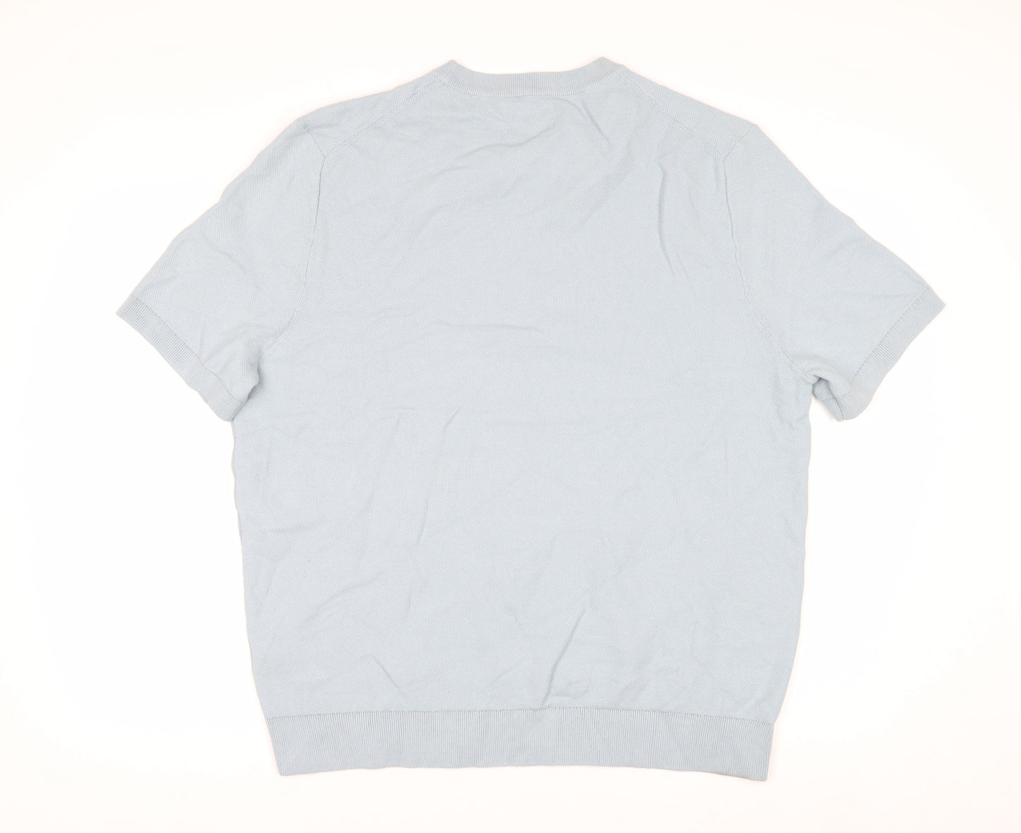 Marks and Spencer Women Blue Cotton Knit Short Sleeve Jumper XL