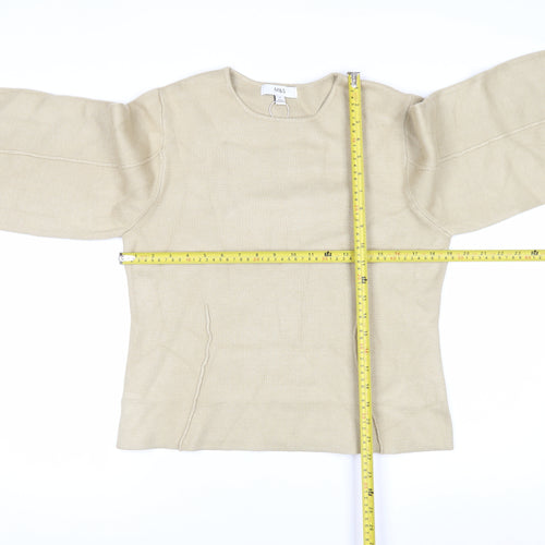 Marks and Spencer Women Beige M Knit Crew Neck Pullover Jumper