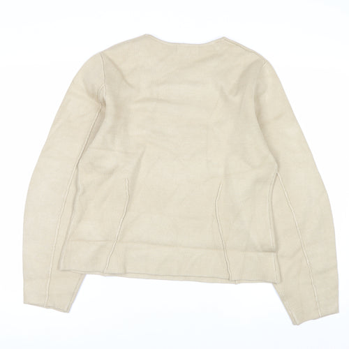 Marks and Spencer Women Beige M Knit Crew Neck Pullover Jumper
