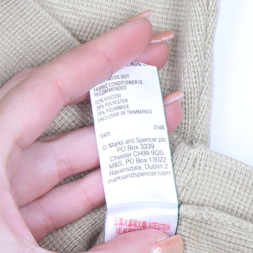 Marks and Spencer Women Beige M Knit Crew Neck Pullover Jumper