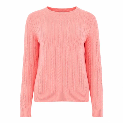 IZOD Women Pink Cable-Knit Cotton Jumper Medium UK 12
