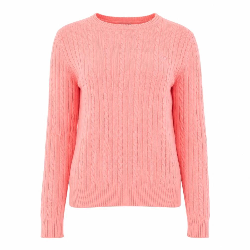 IZOD Women Pink Cable-Knit Cotton Jumper Medium UK 12
