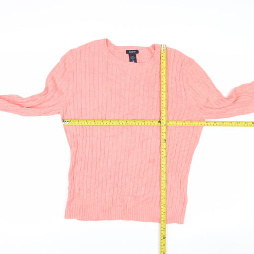 IZOD Women Pink Cable-Knit Cotton Jumper Medium UK 12