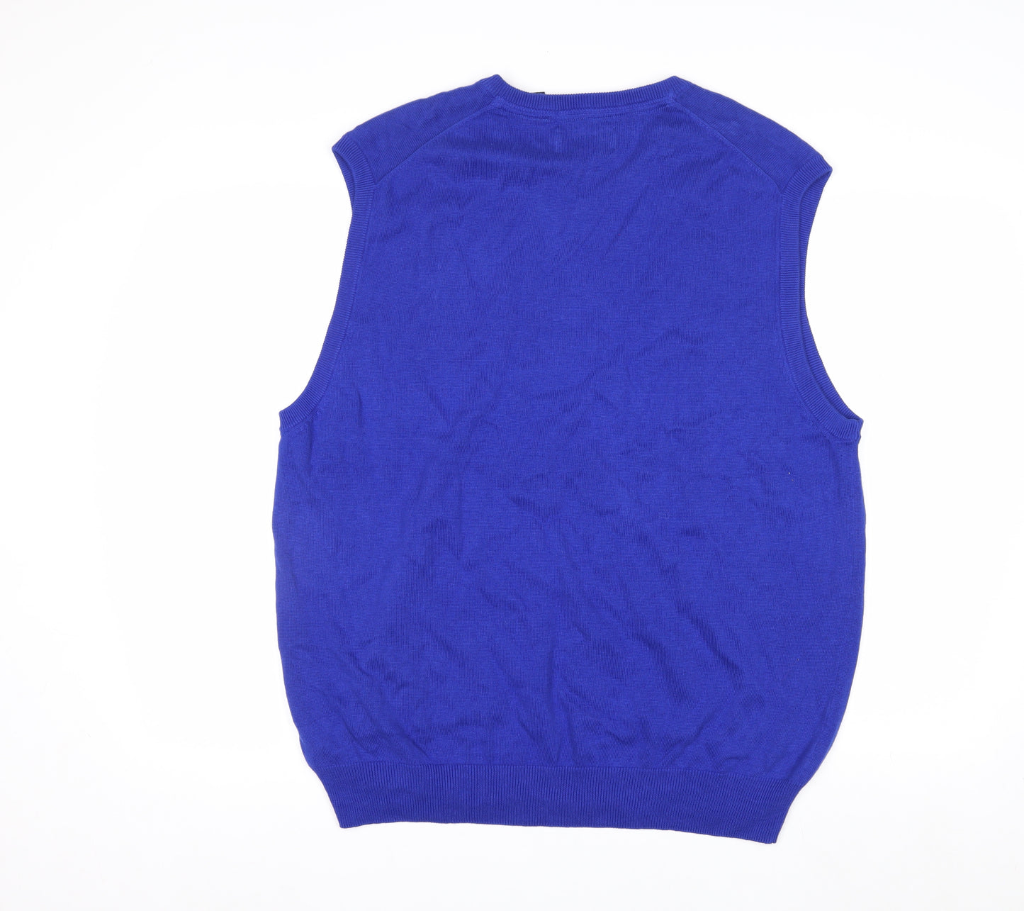 Chaps Men's Blue V-Neck Cotton Sleeveless Vest Jumper XL