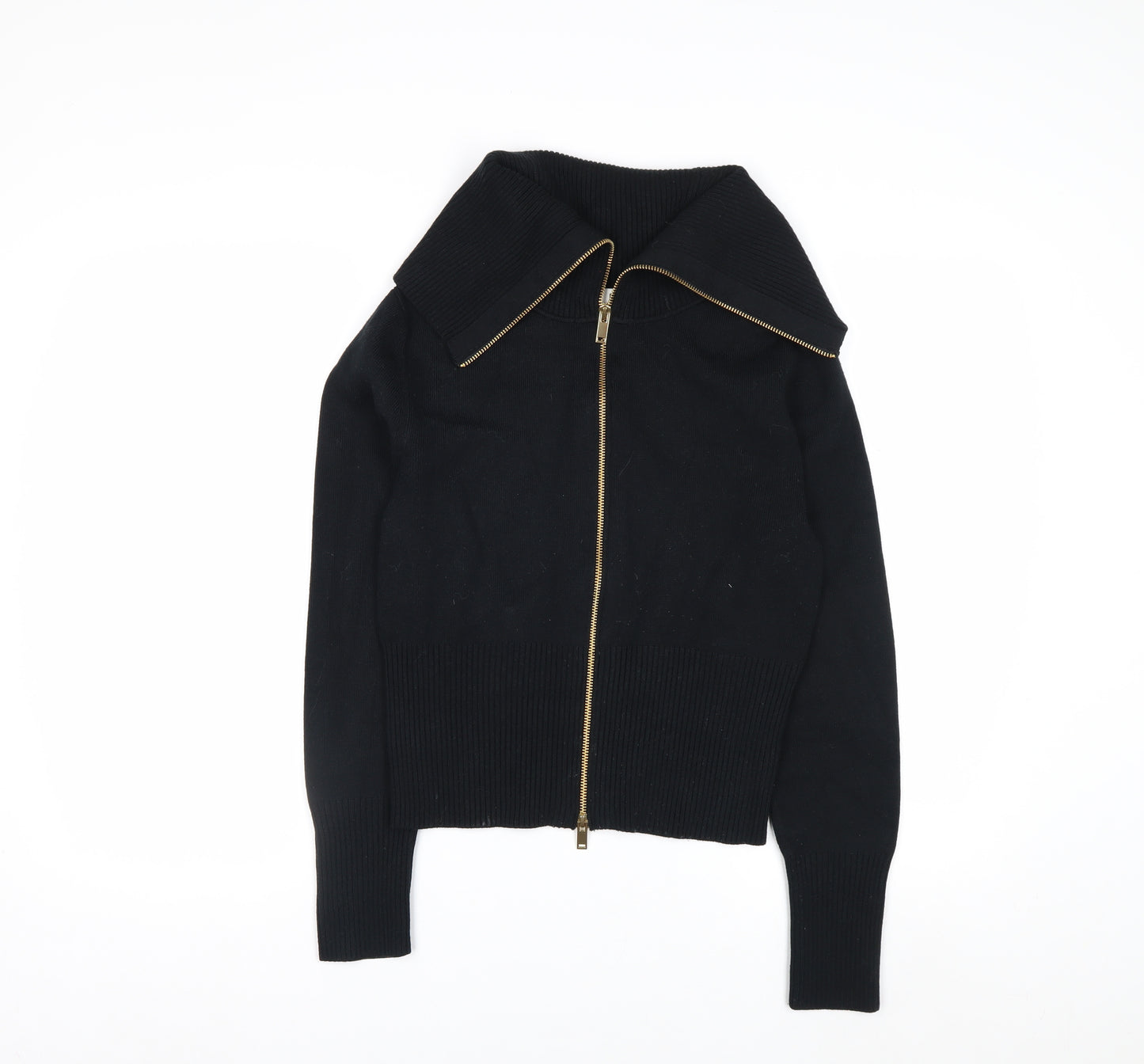 Marks and Spencer Women’s Black Full Zip Collared Jumper Size S