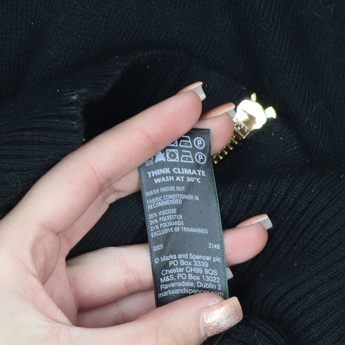 Marks and Spencer Women’s Black Full Zip Collared Jumper Size S