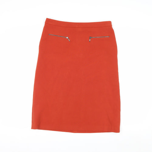 Marks and Spencer Women Orange Knee Length Pencil Skirt Size 10
