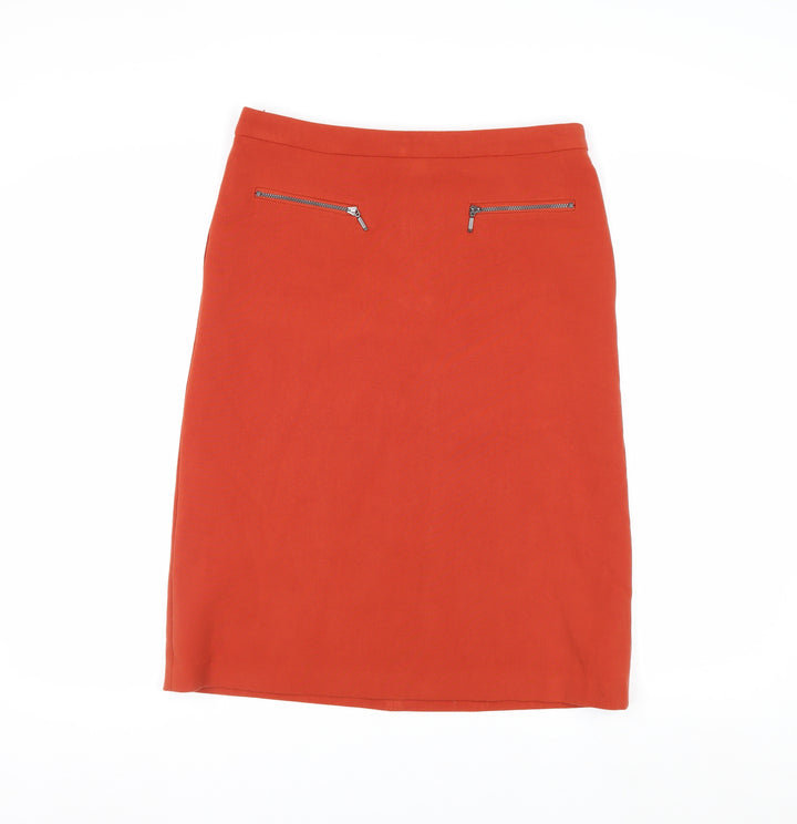 Marks and Spencer Women Orange Knee Length Pencil Skirt Size 10