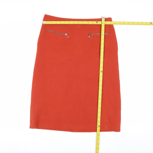 Marks and Spencer Women Orange Knee Length Pencil Skirt Size 10