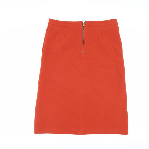 Marks and Spencer Women Orange Knee Length Pencil Skirt Size 10