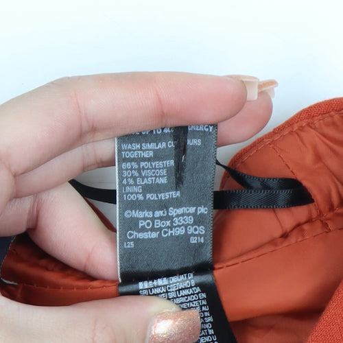 Marks and Spencer Women Orange Knee Length Pencil Skirt Size 10