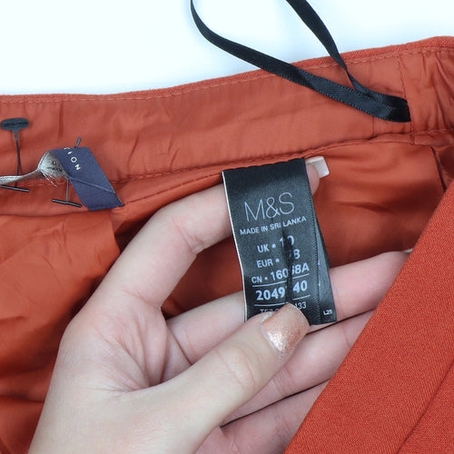 Marks and Spencer Women Orange Knee Length Pencil Skirt Size 10