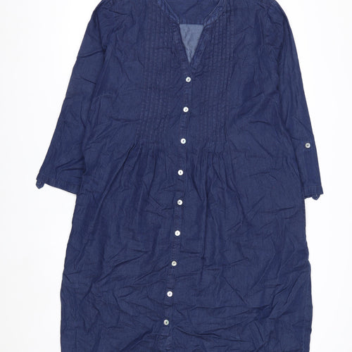 VIZ-A-VIZ Womens Blue Cotton Shirt Dress Size 20/22 Plus