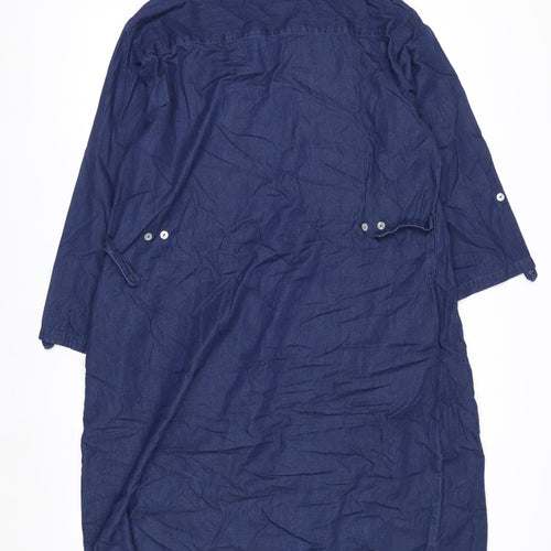 VIZ-A-VIZ Womens Blue Cotton Shirt Dress Size 20/22 Plus