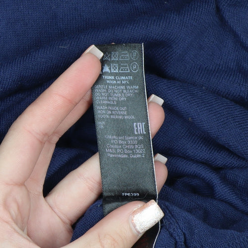 Marks and Spencer Women’s Blue Roll Neck Merino Wool Jumper Size 18