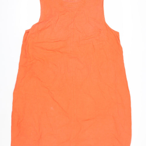 Marks and Spencer Womens Orange Linen Shift Dress Size 18 Sleeveless