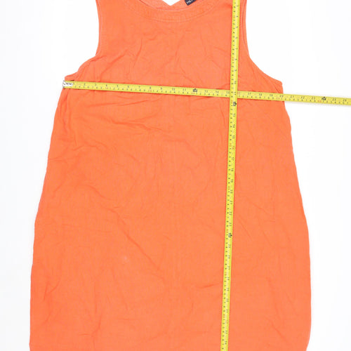 Marks and Spencer Womens Orange Linen Shift Dress Size 18 Sleeveless