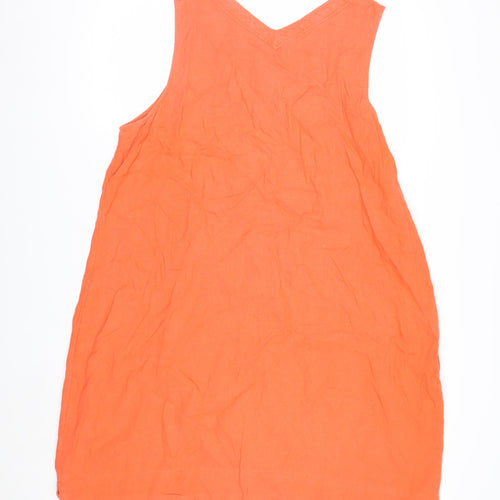 Marks and Spencer Womens Orange Linen Shift Dress Size 18 Sleeveless