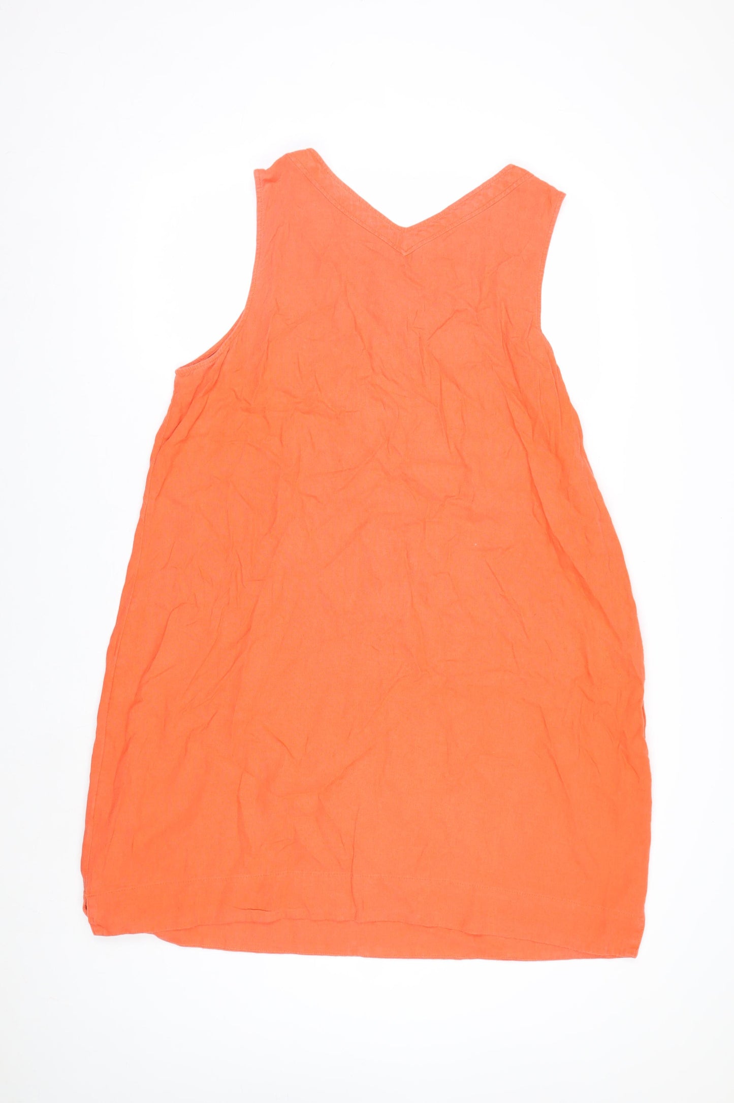 Marks and Spencer Womens Orange Linen Shift Dress Size 18 Sleeveless