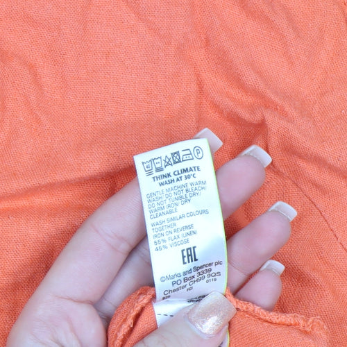 Marks and Spencer Womens Orange Linen Shift Dress Size 18 Sleeveless