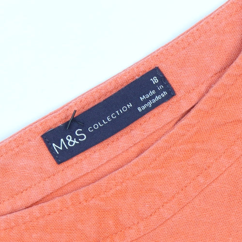 Marks and Spencer Womens Orange Linen Shift Dress Size 18 Sleeveless