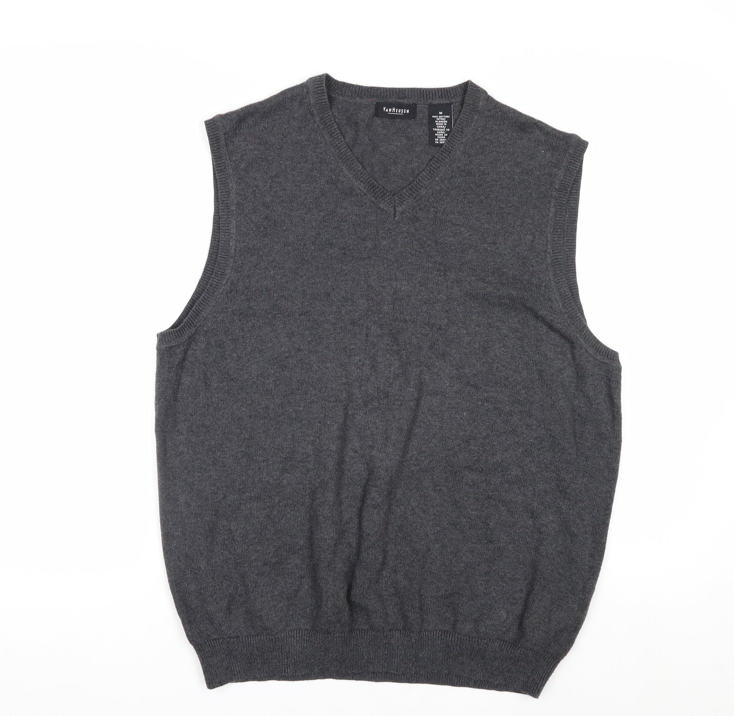 Van Heusen Men's Grey Cotton V-Neck Sleeveless Jumper Vest M