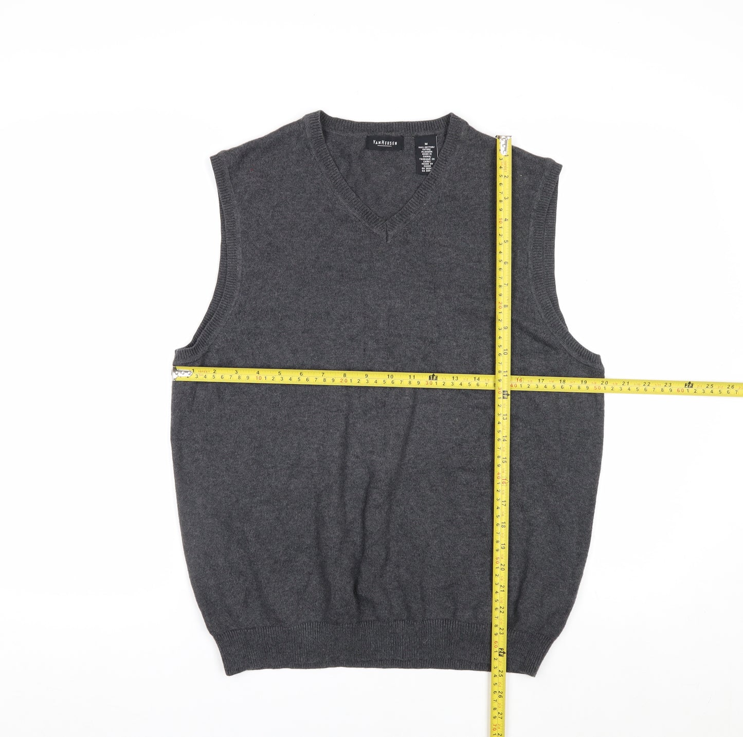 Van Heusen Men's Grey Cotton V-Neck Sleeveless Jumper Vest M