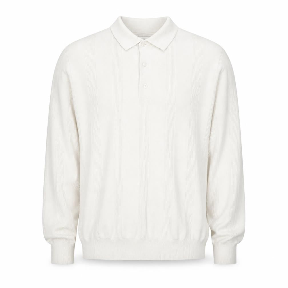 Front view of Marks & Spencer Men’s Ivory Merino Wool Blend Collared Henley Jumper XL