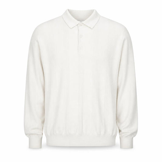 Front view of Marks & Spencer Men’s Ivory Merino Wool Blend Collared Henley Jumper XL