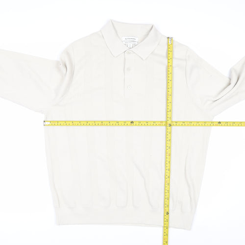 Marks and Spencer Men’s Ivory Merino Wool Blend Collared Henley Jumper XL