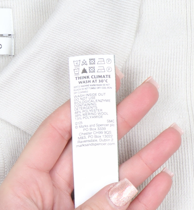 Marks and Spencer Men’s Ivory Merino Wool Blend Collared Henley Jumper XL