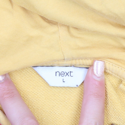 Next Women Yellow Cropped Pullover Hoodie L San Diego Print