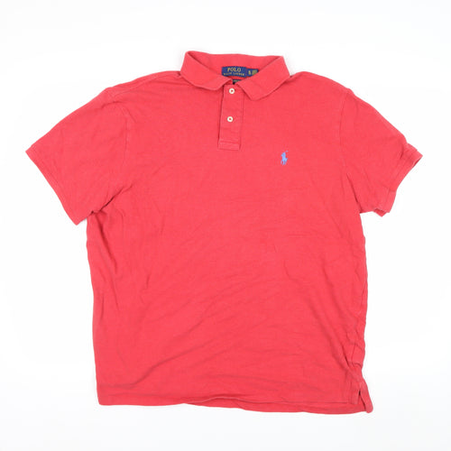 Ralph Lauren Men's Red Custom Slim Fit Polo Shirt XL 100% Cotton