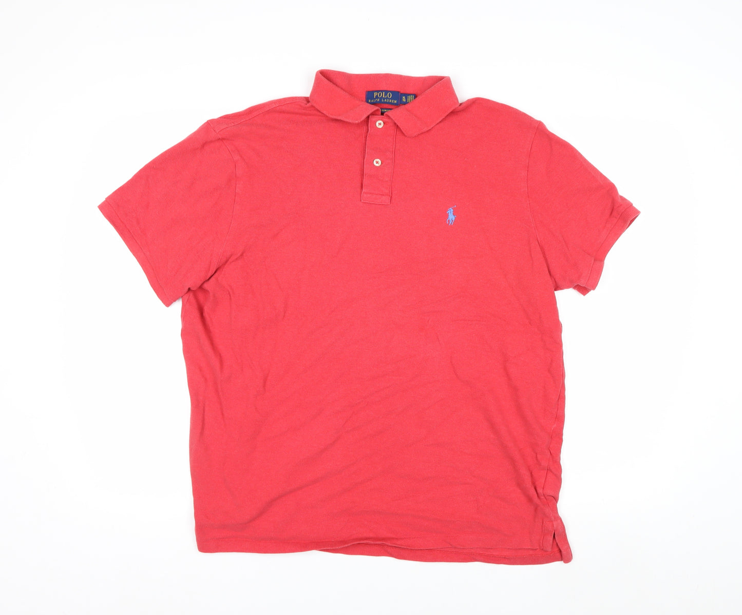 Ralph Lauren Men's Red Custom Slim Fit Polo Shirt XL 100% Cotton