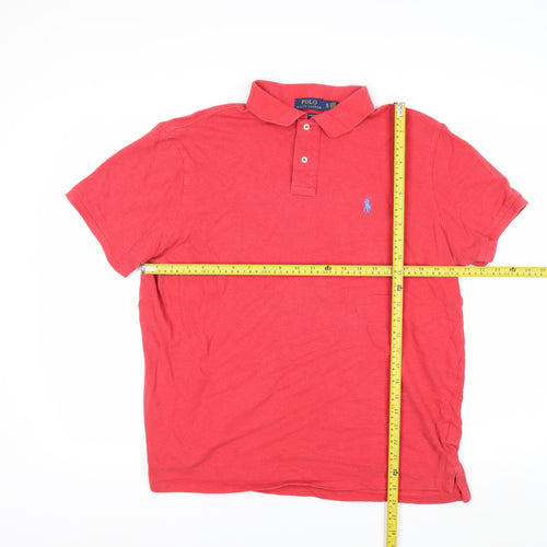 Ralph Lauren Men's Red Custom Slim Fit Polo Shirt XL 100% Cotton