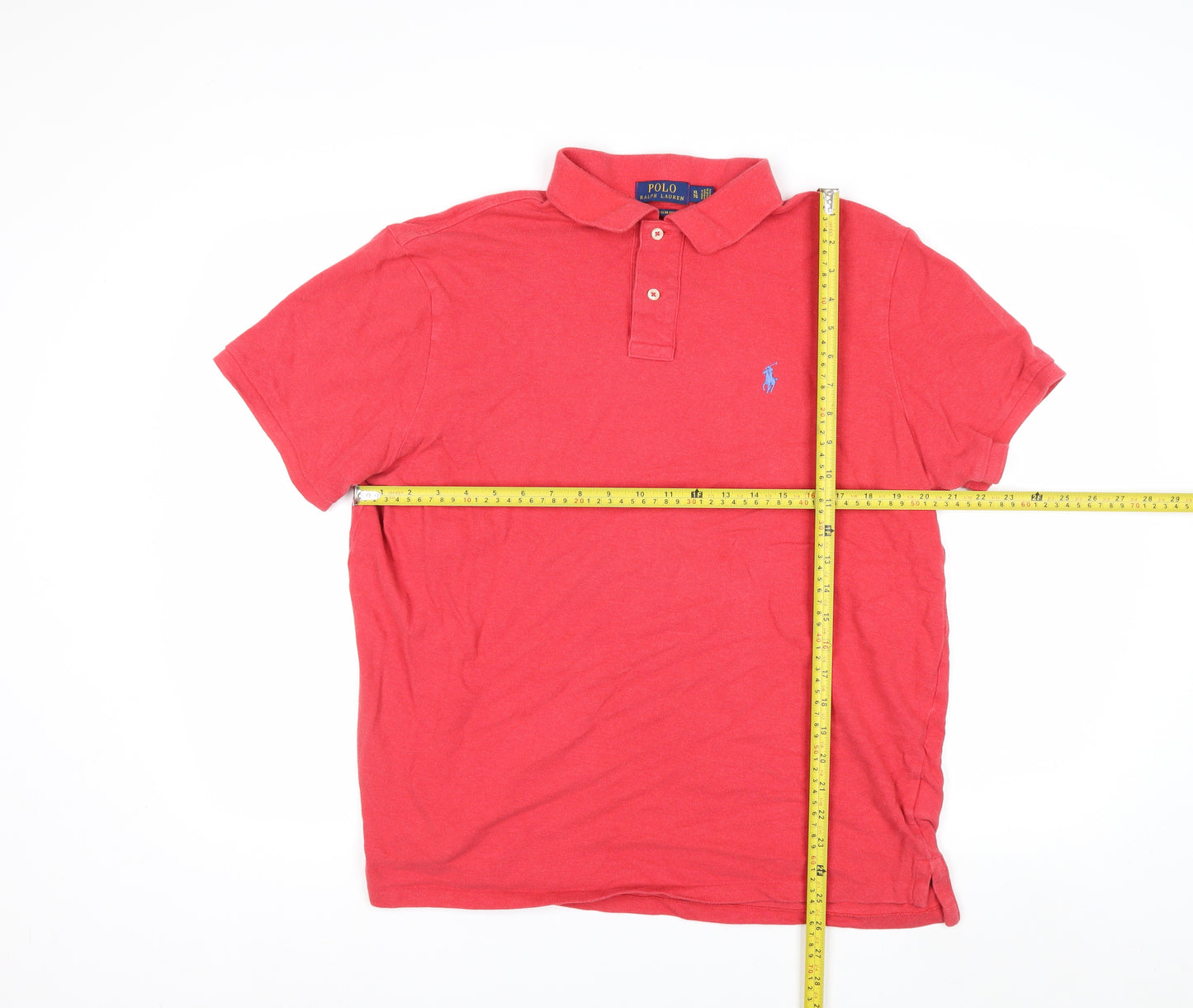 Ralph Lauren Men's Red Custom Slim Fit Polo Shirt XL 100% Cotton