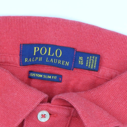 Ralph Lauren Men's Red Custom Slim Fit Polo Shirt XL 100% Cotton