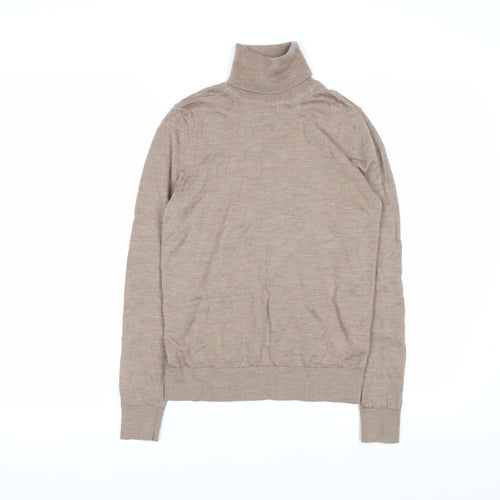 Marks and Spencer Women’s Beige Merino Wool Roll Neck Jumper Size 8