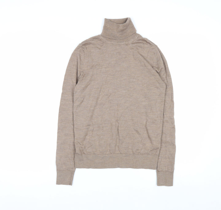 Marks and Spencer Women’s Beige Merino Wool Roll Neck Jumper Size 8