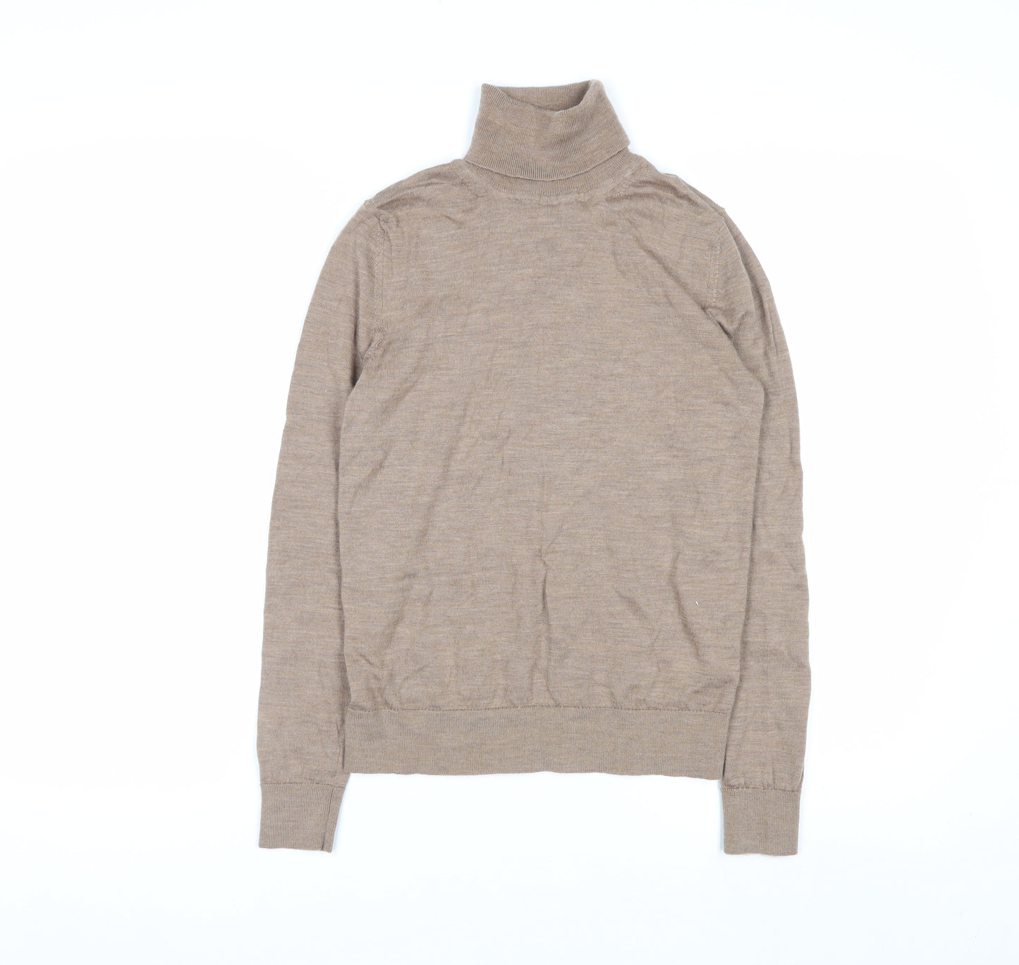 Marks and Spencer Women’s Beige Merino Wool Roll Neck Jumper Size 8