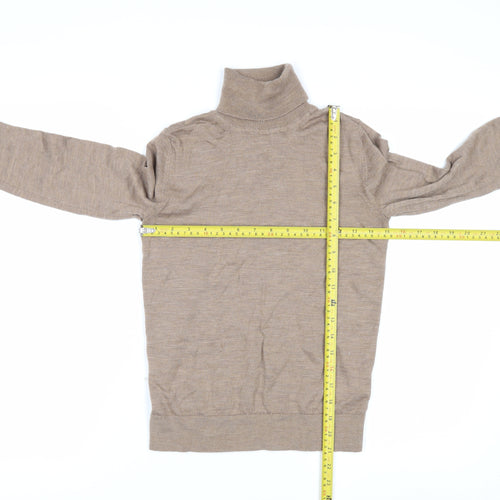 Marks and Spencer Women’s Beige Merino Wool Roll Neck Jumper Size 8