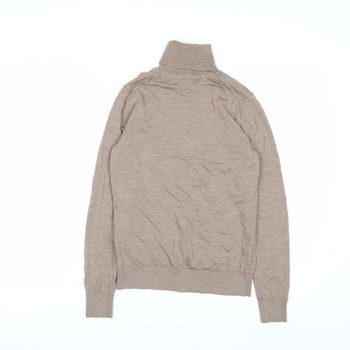 Marks and Spencer Women’s Beige Merino Wool Roll Neck Jumper Size 8