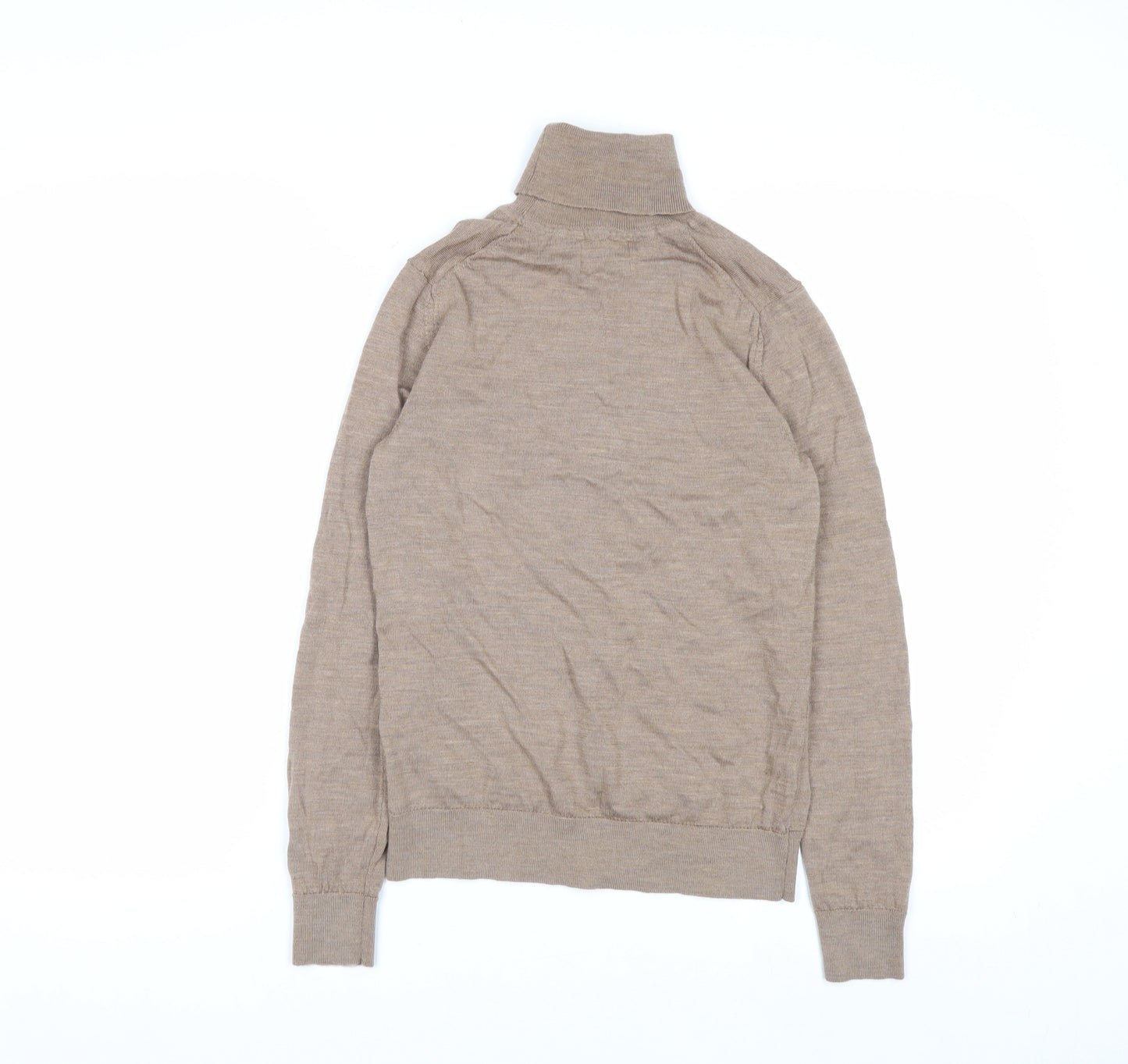 Marks and Spencer Women’s Beige Merino Wool Roll Neck Jumper Size 8