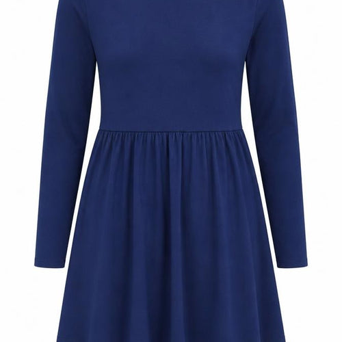 Brave Soul Women Blue Skater Dress M Long Sleeve Casual