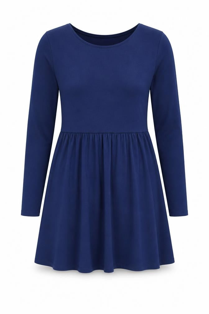 Brave Soul Women Blue Skater Dress M Long Sleeve Casual